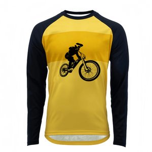 Camiseta de Manga Larga Gris para Hombre con Estampado de Ciclista de Montaña, Sudadera Casual con Cuello Redondo, Jersey de Algodón de Corte Regular - Product Image 5