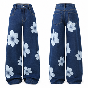 Pantalon large en jean pour femme, style mode, idéal pour l'hiver, vente en gros, disponible en ligne - Product Image 1