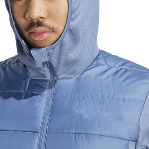 Veste à capuche hybride zippée slim fit pour homme, idéale pour l'automne, avec rembourrage en duvet sur le devant et manches en polaire rembourrées à l'arrière. - Product Image 4