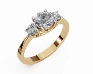 Anillo de Diamantes Cultivados en Laboratorio Three Wishes of Radiance en Oro de 9kt, 14kt o 18kt, 1.03 Quilates, Joyería de Tres Piedras con Triple Solitario para Ella - Product Image 3