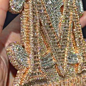 Colgante de Moissanita con Forma Geométrica, Chapado en Oro Rosa, Plata de Ley 925, Tamaño Personalizado, Estilo Hip Hop, Alta Calidad, ICEDJEWELZ - Product Image 3