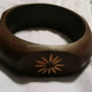 Pulseras de Madera al por Mayor con Incrustaciones Metálicas, Joyería de Madera Pulida Elegante, Accesorios de Moda para Mujer, Estilos Artesanales - Product Image 4
