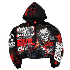 Hoodie court zippé personnalisé en molleton 100 % coton, coupe oversize, style streetwear, écologique, respirant, OEM - Product Image 5