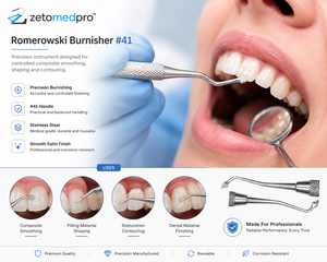 เครื่องมือขัดแต่งวัสดุคอมโพสิตสแตนเลสสตีลสำหรับงานทันตกรรม ยี่ห้อ Dental Romerowski รุ่น Burnisher สำหรับการขัดเรียบและขึ้นรูป OEM Zetomed Pro - Product Image 4