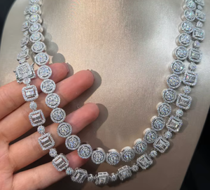 Twisted Moissanite <b>Necklace</b> Round and Square Cut Diamond Look Pendant <b>Chain</b> for Women Party Jewelry - Product Image 3