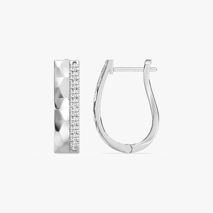 Pendientes de Aro con Diamantes Cultivados en Laboratorio de 0.50CTW, Oro Blanco de 14K, Corte Brillante Redondo, Texturizados, con Certificación IGI, para Mujer, a la Moda - Product Image 1