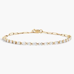 Mini Pulsera de Tenis con 2 Diamantes Corte Pera de 2 CTW en Oro Amarillo - Product Image 3