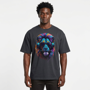 T-shirt à manches courtes pour homme, imprimé coloré, coupe classique, col rond, style décontracté, motif imprimé numérique, logo sur le devant - Product Image 4