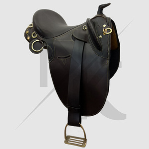 Selle de dressage en cuir de vachette premium avec selle en bois, siège rembourré renforcé, pour l'équitation avancée, selle australienne de type stock - Product Image 6