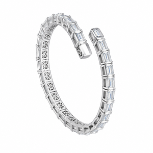 Luxury Moissanite Tennis <b>Bracelet</b> 925 <b>Sterling</b> <b>Silver</b> GRA Certified Emerald cut Women's Everyday Wear <b>Bracelet</b> - Product Image 3
