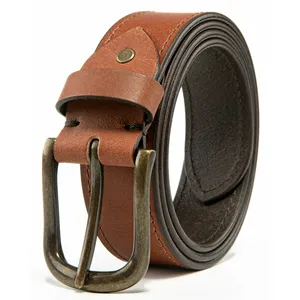 Ceinture décontractée pour homme en cuir véritable marron Everglide Corporation, boucle à ardillon, largeur 35 mm, design solide et durable, prête à offrir - Product Image 4
