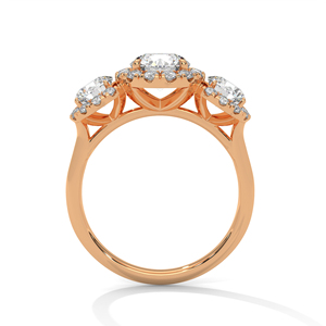 แหวนเพชรรัสเซีย 14k โรสโกลด์สำหรับผู้หญิง ราคาขายส่งสุดฮิต ประดับเพชรทรงกลมเจียระไนบริลเลียนท์สามเม็ด ได้รับการรับรองจาก GRA - Product Image 4