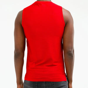 Débardeur sans manches en tricot rouge pour homme, col rond, uni, décontracté, pour l'été, séchage rapide, respirant, en Spandex/Polyester, matière personnalisable - Product Image 5