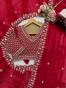 Approvisionnement direct usine TENNECY Fendy Saree en soie infroissable avec perles de créateur pour fêtes et mariages, Saree indien en gros - Product Image 3