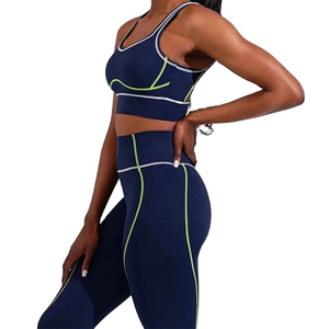 Ensemble 2 pièces de vêtements de sport pour femme, couleur unie, personnalisable, séchage rapide, respirant, écologique, comprenant un legging d'entraînement taille haute et un soutien-gorge - Product Image 5