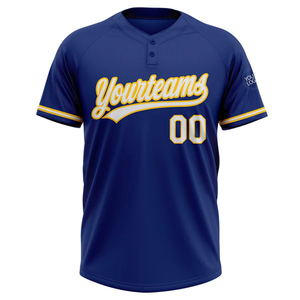Maillot de baseball 2026 à 2 boutons pour homme, rouge et or, sublimé, col en V, manches courtes, en polyester anti-humidité, coupe régulière pour adulte - Product Image 3
