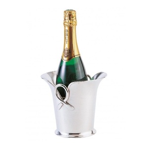 <b>Enchanted</b> Garden Silver Wine Chiller – Hand-Cast Petal Silhouette Champagne Basin with Sculpted Bow Details - Product Image 2