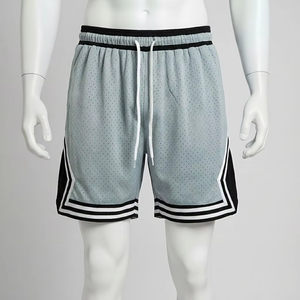 Shorts de basketball classiques pour hommes en mesh, couleur unie, haute qualité, séchage rapide, empiècements contrastants, taille à cordon de serrage, respirants, pour l'entraînement sportif - Product Image 1