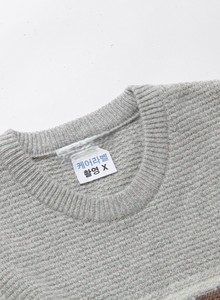 Suéter de punto gofrado con cuello redondo para hombre, de lana/acrílico, a rayas, informal, de manga larga. - Product Image 2