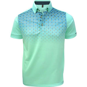 High Quality 100% Polyester Casual Solid Jersey Heat-Transfer Printed 200g Knitted Quick Dry <b>Short</b> <b>Sleeve</b> <b>Button</b>-<b>Up</b> Shirt Men - Product Image 1