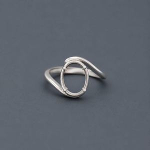 Anillo Ovalado de Plata de Ley 925 de 8x10mm para Engastar Gemas, Anillo Semimontado DIY, Anillo Ovalado Hecho a Mano con Engaste de Garras, Base para Joyería Personalizada - Product Image 2