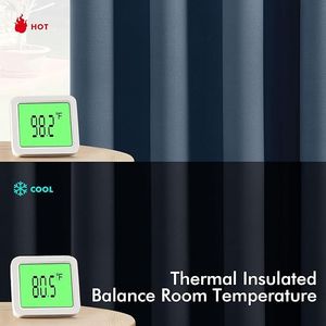 Rideaux occultants bleus en tissu Gro Stone pour chambre et salon, 63 pouces de long, 2 panneaux, isolants thermiques, assombrissants - Product Image 3