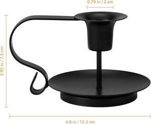 Ensemble de 2 porte-bougies en métal noir avec poignée pour bougies coniques, porte-bougies de style farmhouse pour la décoration de table - Product Image 4