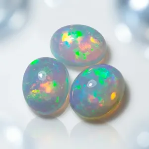 Opale de feu d'Éthiopie Welo naturelle de qualité supérieure, cabochon ovale 9x11mm, dos plat, pierre précieuse en vrac pour la joaillerie - Product Image 2