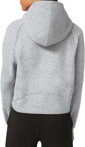 Sudaderas con capucha de forro polar para mujer, suéter con cuello forrado y cremallera de cuartos, Tops cortos de manga larga con agujero para el pulgar - Product Image 2