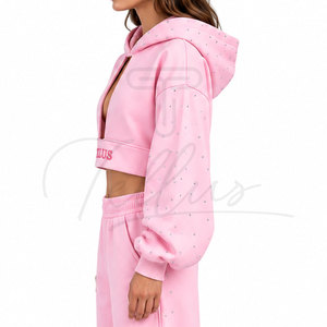 Sudadera Corta para Mujer al por Mayor con Logotipo Personalizado, Sudadera Corta de Manga Larga, Sudadera Corta Personalizada para Mujer, Sudadera Corta Tipo Pullover para Mujer - Product Image 3