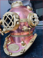 Casque de plongée vintage en cuivre, artisanat métallique décoratif, coiffe maritime historique, décoration murale pour thème nautique