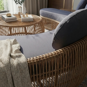 Modern Luxury Curved Rattan Dining Chair Handwoven Natural Cane Wicker UV-Resistant Eco-Friendly High End Hotel Villa Lounge - Product Image 5