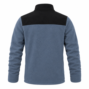 Veste polaire pour homme à blocs de couleur, col montant, fermeture éclair, manteau chaud pour l'extérieur - Product Image 2