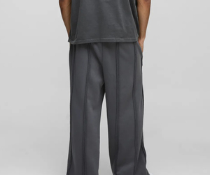 Pantalon de survêtement en coton pour homme, taille élastique, cordon de serrage, poches latérales, décontracté, pour l'automne, couleur gris - Product Image 6