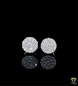Iced Out Round Moissanite Diamond Earrings In 925 Sterling <b>Silver</b> Luxury Style - Product Image 2