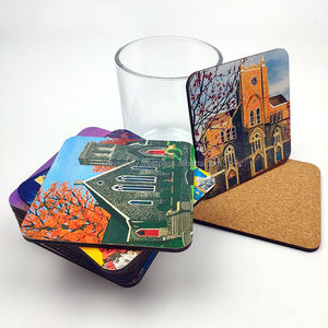 Custom Classic 3mm/5mm MDF Sublimation Wood Drink <b>Coaster</b> Blanks <b>Cork</b> Back Rectangle Shape Reusable Heat Transfer Pads 90-100mm - Product Image 2
