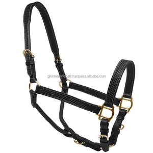 Wholesale Supply Horse Saddlery Equine <b>Products</b> Handmade Triple <b>Stitched</b> Top Quality Genuine Leather Horse Halter in Full Cob - Product Image 2