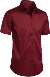 Custom Logo <b>Half</b> Sleeve Dress <b>Shirt</b> Men's Professional Office Uniform Poplin Breathable <b>Button</b> Up Smart Business Casual Premium - Product Image 5