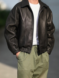 Chaqueta de Cuero PU para Hombre GURUNA-Z-INDUSTRY de Primera Calidad, para Todas las Temporadas, con Cuello de Cierre de Cremallera, Diseño de Bloques de Color y Manga Larga - Product Image 3