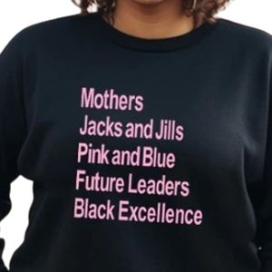 Women's Black Pullover <b>Sweatshirt</b> Featuring Mothers Jacks and Jills <b>Pink</b> Future Leaders Black Excellence Front Text for Casual - Product Image 3
