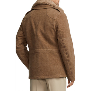 Blazer Homme Grande Taille Personnalisé en Laine Double Face 100% Chaude – Manteau d'Automne Hiver Coupe Droite Marron - Product Image 3