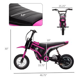 Moto Elettrica Fuoristrada Rosa 24V 350W con Acceleratore a Manopola, Velocità Fino a 24 km/h - Product Image 3