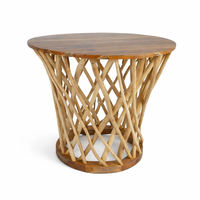 Table console en bois massif de teck naturel, faite à la main, écologique, design moderne, pour le salon
