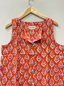 Hand Block Printed Cotton <b>Boho</b> <b>Shirt</b> Lightweight Top Women Short Tops Casual <b>Shirt</b> Sleeveless - Product Image 5