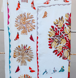 Bedsheet Luxury Tree of Plant Applique Indian Bed Sheet Design Wholesale Handmade <b>Bedding</b> Cotton - Product Image 3