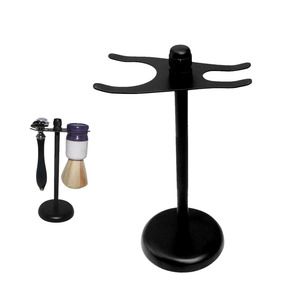 Maclura Black Metal Shaving Brush Stand with Adjustable <b>Clamp</b> and Circular Base - Product Image 2