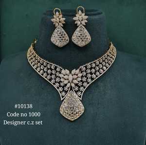 Pink CZ Jewelry <b>Set</b> 10138 Gold Color <b>Necklace</b> <b>and</b> <b>Earrings</b> Floral <b>Bridal</b> Jewelry for Wedding Party Festive Celebrations - Product Image 3