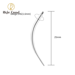 Herramienta de guía cónica para perforaciones de labret y barbell autocurvos con rosca interna de titanio ASTM F136 para poste trasero de 14/16G - Product Image 3