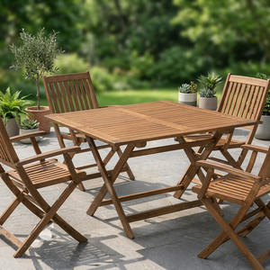 Ensemble de table et chaises d'extérieur en bois ou en aluminium, 4/6/8 places, OEM ODM, coussins personnalisés + couleurs + tissus - Product Image 5