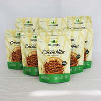 Sachet refermable personnalisé imprimé avec fermeture éclair, de qualité alimentaire, en plastique, pour snacks, noix, bonbons, thé